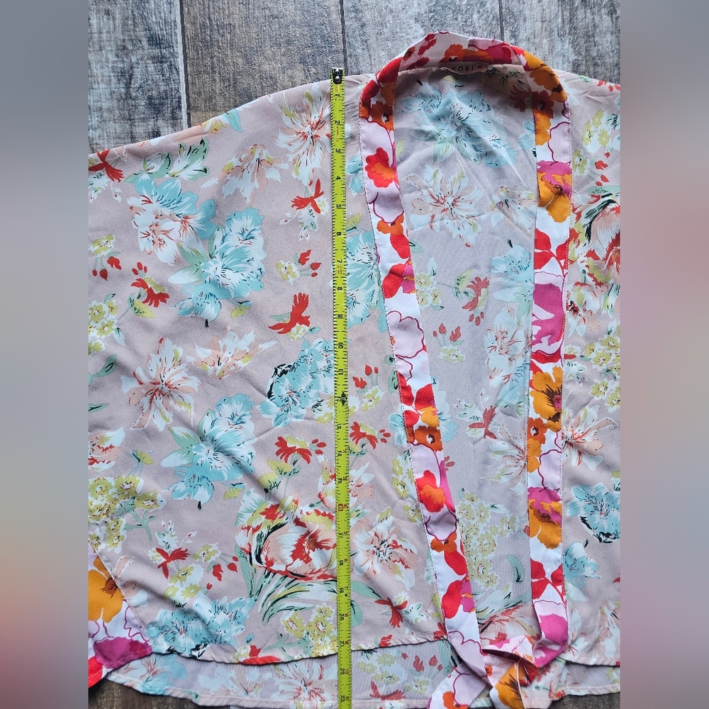 KORI M/L Floral Kimono Wrap, Boho Cottagecore, EUC, Lightweight Statement Piece - Picture 5 of 14